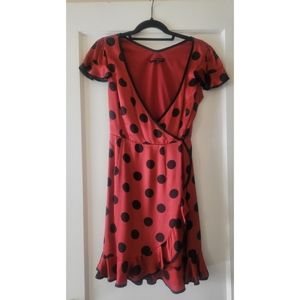 Betsey Johnson red and black polka dot wrap dress